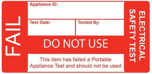 Fail Label, Strong PAT Testing Label