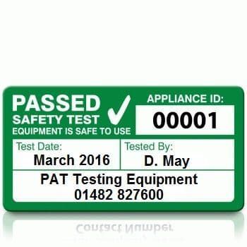 Personalised 'PASS' PAT Test Labels - LARGE (500)