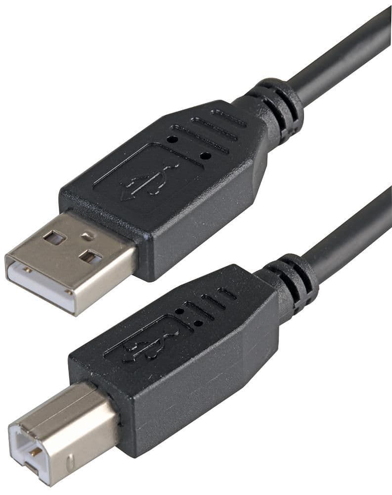 USB Lead 2.0 A Plug to B Plug Cable, 2m Black - PSG91412