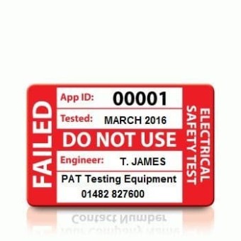 Personalised 'FAIL' PAT Test Labels - MEDIUM 