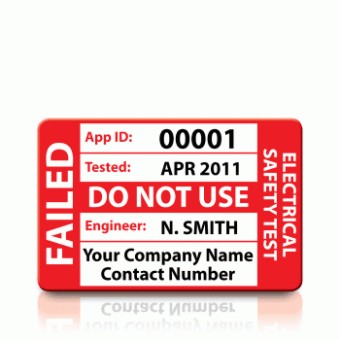 Personalised 'FAIL' PAT Test Labels - MEDIUM 