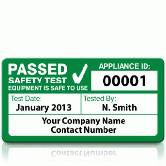 Personalised 'PASS' PAT Test Labels - LARGE (